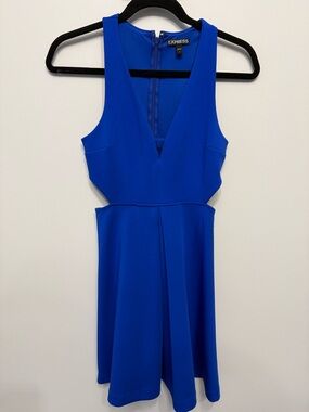 Royal Blue V-Neck Fit Dress